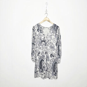 Free People Rain Or Shine Lace up Mini Dress Ivory Combo paisley womens XS